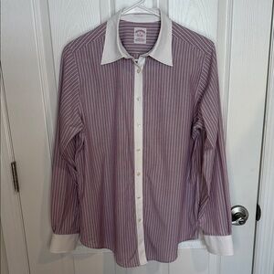 Brooks Brothers Purple and White Striped Dress Shirt size 10